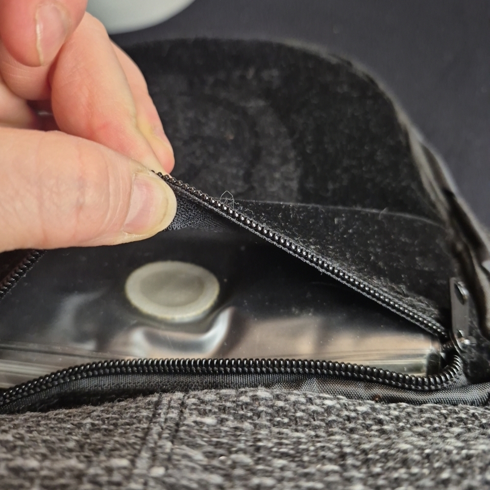 Gray Backpack with Green Stitching - image 4